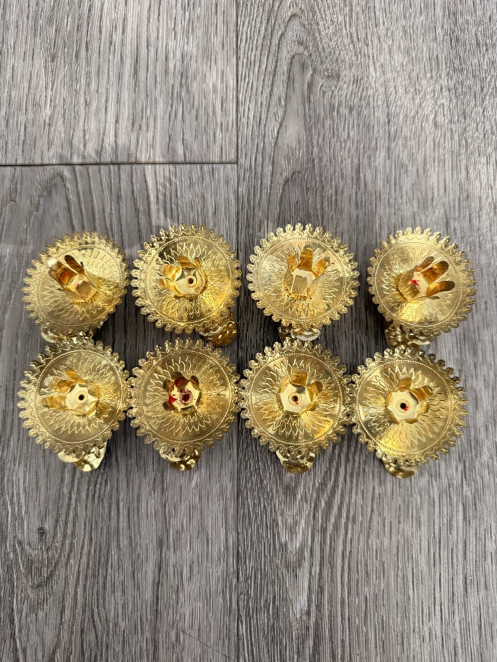 Vintage Christmas Tree Tin Clip On pinecone Candle Holder Gold 8 pcs